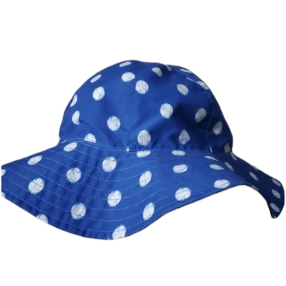 San Diego Hat Co Girls Blue Polka Dot Butterfly Reversible Sun Hat ‎ 5-7 Years